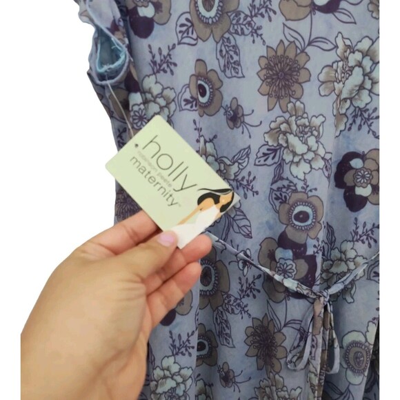 Holly Robinson Peete Maternity Womens Blouse Print Floral Purple Pullover Sz XL - Picture 11 of 13